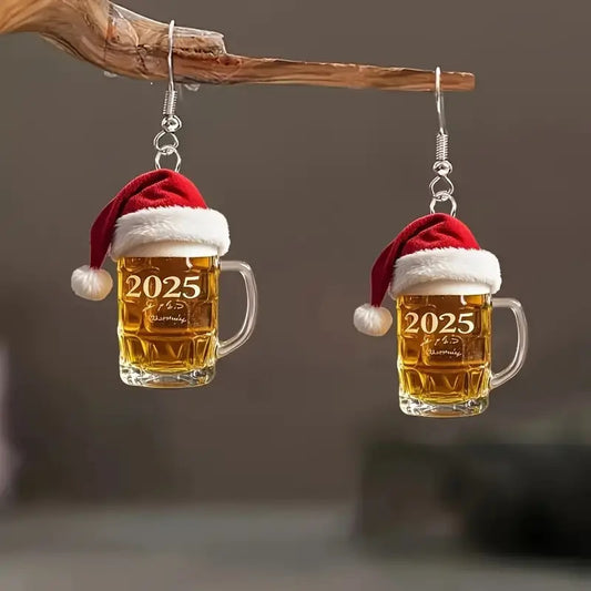 2025 Christmas Beer Steins Acrylic Earrings